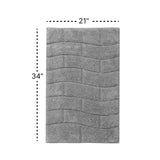 Knightsbridge Stylish And Comfortable All Season Traditional New Tile Design Cotton Bath Rug 21" X 34" Silver