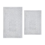 Knightsbridge All Season Traditional Chain Design 2 Piece Cotton Bath Rug Set 17"X24" & 21"X34" White