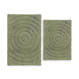 Knightsbridge Stylish And Comfortable All Season Traditional Echo Design 2 PC Cotton Bath Rug Set 17"X24" & 21"X34" Sage