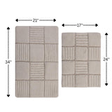 Knightsbridge Chakker Board 220 GSF Non Skid Back Bath Rug Set - 2- Piece - 17x24 and 21x34", Ivory