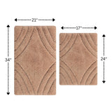 Knightsbridge Diamond 220 GSF Non Skid Back Bath Rug Set - 2- Piece - 17x24 and 21x34", Natural