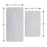 Knightsbridge Diamond 220 GSF Non Skid Back Bath Rug Set - 2- Piece - 17x24 and 21x34", White
