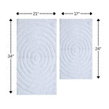 Knightsbridge Echo 220 GSF Non Skid Back Bath Rug Set - 2- Piece - 17x24 and 21x34", White
