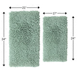 Knightsbridge Melbourne 220 GSF Non Skid Back Bath Rug Set - 2- Piece - 17"x24" and 21"x34", Sage