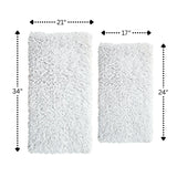 Knightsbridge Melbourne 220 GSF Non Skid Back Bath Rug Set - 2- Piece - 17x24 and 21x34", White