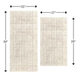 Knightsbridge Summer Tile 220 GSF Non Skid Back Bath Rug Set - 2- Piece - 17"x24" and 21"x34", Ivory