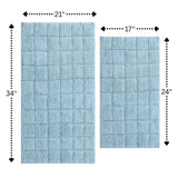 Knightsbridge Summer Tile 220 GSF Non Skid Back Bath Rug Set - 2- Piece - 17"x24" and 21"x34", Light Blue