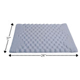 Knightsbridge Luxurious Block Pattern High Quality Year Round Cotton With Non-Skid Back Bath Rug White