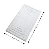 Knightsbridge Stylish And Comfortable All Season Traditional Racetrack Design Cotton Bath Rug White