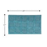Square Honeycomb 100% Cotton Reversible Bath Rug Aqua by Knightsbridge