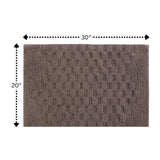 Knightsbridge Luxurious Block Pattern High Quality Year Round Cotton With Non-Skid Back Bath Rug Stone