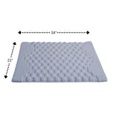 Knightsbridge Luxurious Block Pattern High Quality Year Round Cotton With Non-Skid Back Bath Rug White