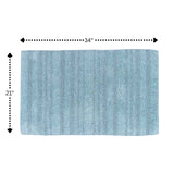 Knightsbridge Luscious Textured Striped All Season Soft Plush Cotton Reversible & Soft Bath Rug Light Blue
