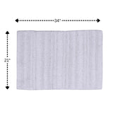 Knightsbridge Luscious Textured Striped All Season Soft Plush Cotton Reversible & Soft Bath Rug White