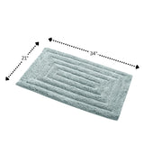 Knightsbridge Stylish And Comfortable All Season Traditional Racetrack Design Cotton Bath Rug Light Blue