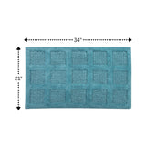 Square Honeycomb 100% Cotton Reversible Bath Rug Aqua by Knightsbridge
