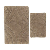 Knightsbridge Stylish And Comfortable Traditional Diamond Design 2 PC Cotton Bath Rug Set 20"x30" & 24"x40" Stone