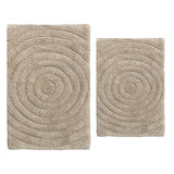 Knightsbridge Stylish And Comfortable Traditional Echo Design 2 PC Cotton Bath Rug Set 20"x30" & 24"x40" Stone