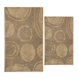 Knightsbridge Stylish And Comfortable Traditional Orbit Design 2 PC Cotton Bath Rug Set 20"x30" & 24"x40" Stone
