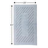 Diagonal Racetrack 100% Cotton Reversible Bath Rug Light Blue by Knightsbridge