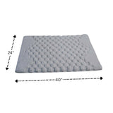 Knightsbridge Luxurious Block Pattern High Quality Year Round Cotton With Non-Skid Back Bath Rug Ivory