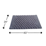 Knightsbridge Luxurious Block Pattern High Quality Year Round Cotton With Non-Skid Back Bath Rug Silver