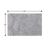 Knightsbridge Orbit Bath Rug Cotton Non Skid Back - Silver
