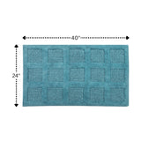 Square Honeycomb 100% Cotton Reversible Bath Rug Aqua by Knightsbridge