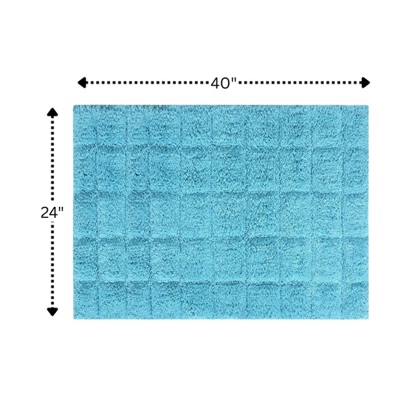 Knightsbridge Summer Tile 220 GSF Non Skid Back Bath Rug 24 x 40 - Aqua