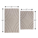 Knightsbridge Diamond 220 GSF Non Skid Back Bath Rug Set - 2- Piece - 17x24 and 21x34", Ivory
