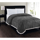 Plazatex Soft Plush Corduroy Sherpa Lined Oversized All Season Comfort for Bedroom or Lounging Blankets - Grey