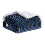 Plazatex Soft Plush Corduroy Sherpa Lined Oversized All Season Comfort for Bedroom or Lounging Blankets - Grey