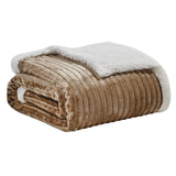 Plazatex Soft Plush Corduroy Sherpa Lined Oversized All Season Comfort for Bedroom or Lounging Blankets - Grey