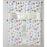 RT Designer's Collection Tribeca Vegetables Printed 3 Pieces Kitchen Curtain Set Includes 1 Valance 52" x 18" and 2 Tiers 26" x 36" Each Multi Color