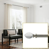Versailles Crystale Egg Finial Steel Heavy Duty Curtain Rod Set for Windows Brushed Nickel