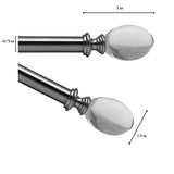 Versailles Crystale Egg Finial Steel Heavy Duty Curtain Rod Set for Windows Brushed Nickel