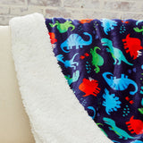 Navy Dino Faux Shearling Micro Plush All Season Throw 50" x 60" Multicolor by Plazatex