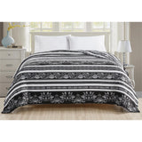 Plazatex Odelia Printed Luxurious Ultra Soft Lightweight Bed Blanket Black & White