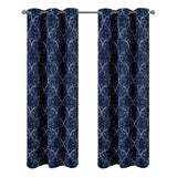 RT Designer Collection Kimber Embroidered Blackout Luxurious Decorative Grommet Curtain Panel Navy