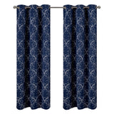 RT Designer Collection Kimber Embroidered Blackout Luxurious Decorative Grommet Curtain Panel Navy