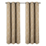 RT Designer Collection Kimber Embroidered Blackout Luxurious Decorative Grommet Curtain Panel Taupe