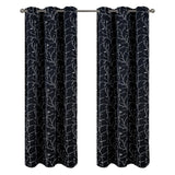 RT Designer Collection Luciana Embroidered Blackout Luxurious Decorative Grommet Curtain Panel Black