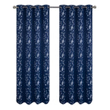 RT Designer Collection Lilian Embroidered Blackout Luxurious Decorative Grommet Curtain Panel Navy