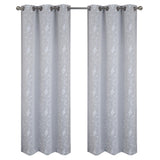 RT Designer Collection Lilian Embroidered Blackout Luxurious Decorative Grommet Curtain Panel Silver