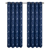 RT Designer Collection Lilian Embroidered Blackout Luxurious Decorative Grommet Curtain Panel Navy