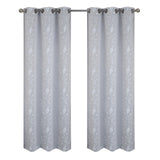 RT Designer Collection Lilian Embroidered Blackout Luxurious Decorative Grommet Curtain Panel Silver
