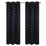 RT Designer Collection Gable Embroidered Blackout Luxurious Decorative Grommet Curtain Panel Black