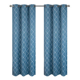 RT Designer Collection Gable Embroidered Blackout Luxurious Decorative Grommet Curtain Panel Slate Blue