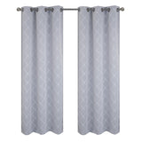 RT Designer Collection Gable Embroidered Blackout Luxurious Decorative Grommet Curtain Panel Silver