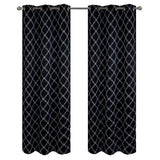 RT Designer Collection Gable Embroidered Blackout Luxurious Decorative Grommet Curtain Panel Black